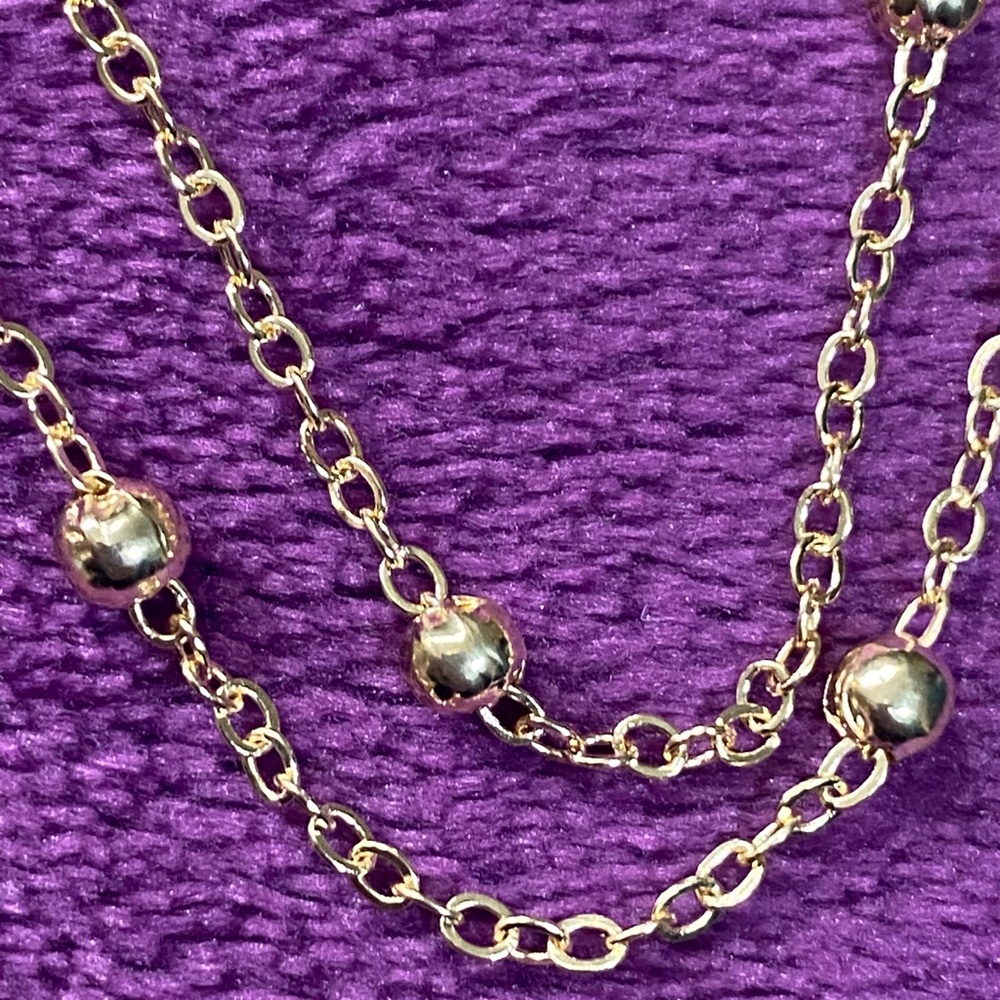 Layered adjustable anklet with gold balls
